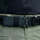 Heavy-duty tactical belt with robust buckle over khaki pants in Multicam Black Complete Kit