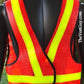 Red High Visibility 5pt Breakaway Safety Reflective Vest with X-pattern stripes