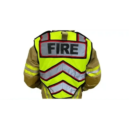 High-visibility firefighter jacket with reflective stripes for Ultrabright Red-Fire Public Safety Vest