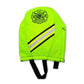 High-visibility neon yellow firefighter helmet cover on Fleece Lined SCBA Mask Bag