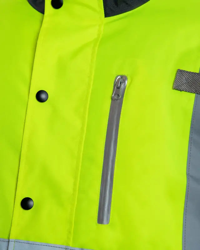 High-visibility neon yellow UHV887 HiVis Warm 3-in-1 Jacket with silver heat-reflecting lining