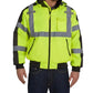 High-visibility neon yellow UHV575 HiVis 3-Season Bomber Jacket with Teflon Fabric Protector