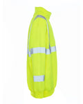 High-visibility neon yellow UHV544 Soft Shell HiVis 1/4 Zip Jacket with reflective stripes