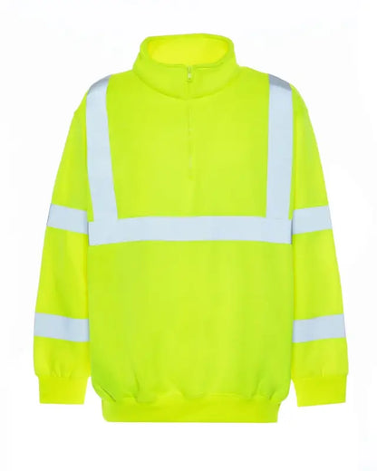 High-visibility neon yellow UHV544 Soft Shell HiVis 1/4 Zip Jacket with reflective stripes