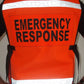 High-visibility orange emergency response reflective vest with reflective stripes