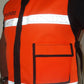 High-visibility orange emergency response reflective vest with reflective stripes and pocket