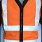 High-visibility orange ANSI Class 2 safety vest with reflective stripes and black trim