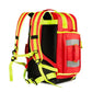 High-visibility red and yellow Scherber Ultimate trauma O2 backpack with reflective stripes