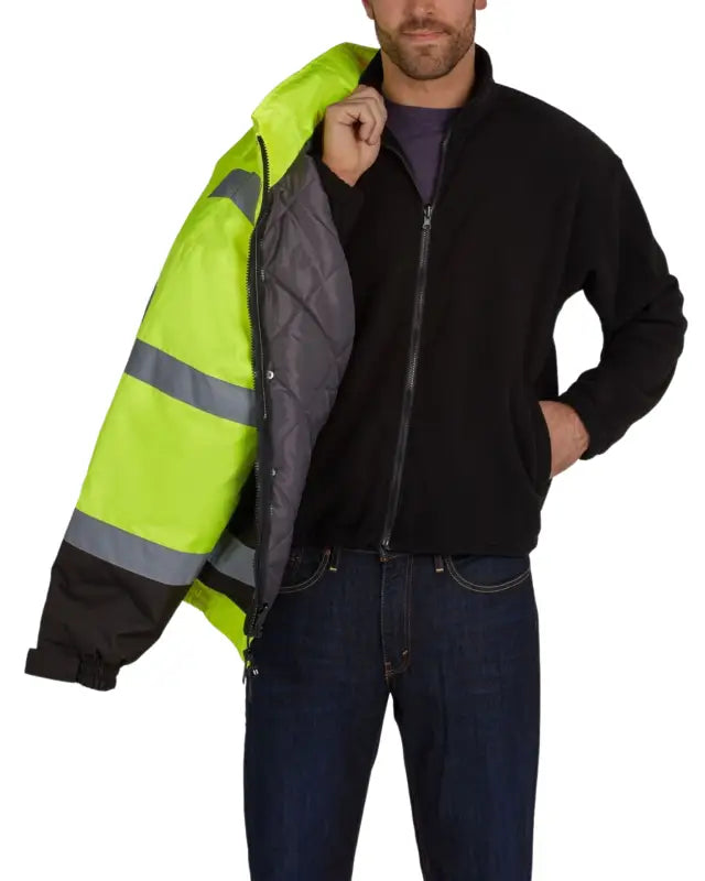 High-visibility reversible UHV563 HiVis Bomber Jacket with Teflon Fabric Protector in yellow