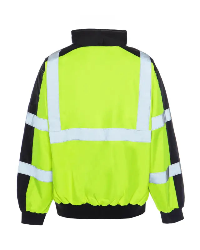 High-visibility safety jacket with black trim and reflective stripes UHV575 HiVis 3-Season Bomber Jacket