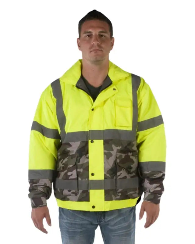 High-visibility safety jacket UHV561 HiVis Bomber special edition with camo and reflective stripes