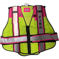 Ultrabright Safety Fire Vest with pink trim and reflective stripes, featuring double breakaway zipper