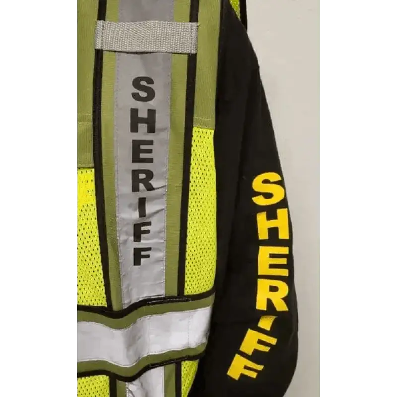 High-visibility Ultrabright Olive Sheriff Public Safety Vest with reflective materials