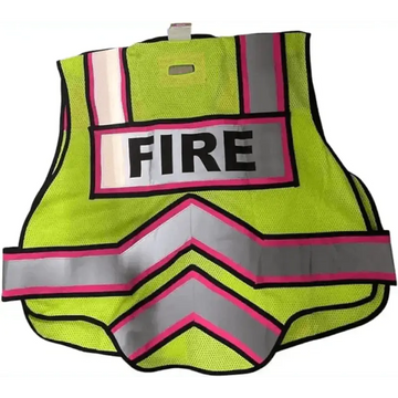 Ultrabright Safety Fire Vest with FIRE text and reflective stripes, double breakaway zipper