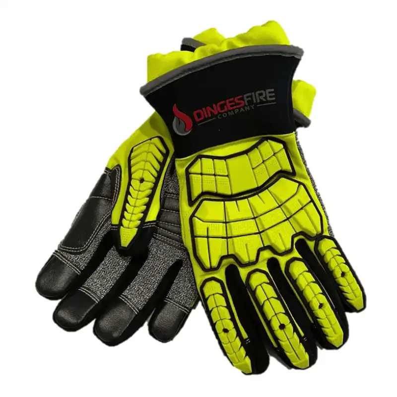 High-visibility yellow and black Iguana Grip XR Extrication Rescue Gloves with padding