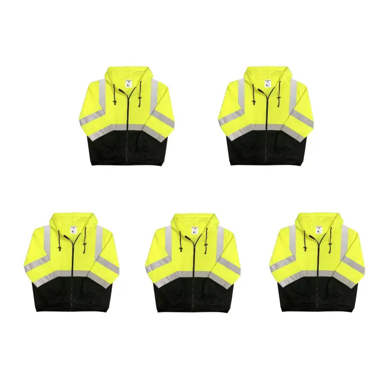 High-visibility yellow and black Safety Main 05LWJYB Lightweight Jackets with reflective stripes