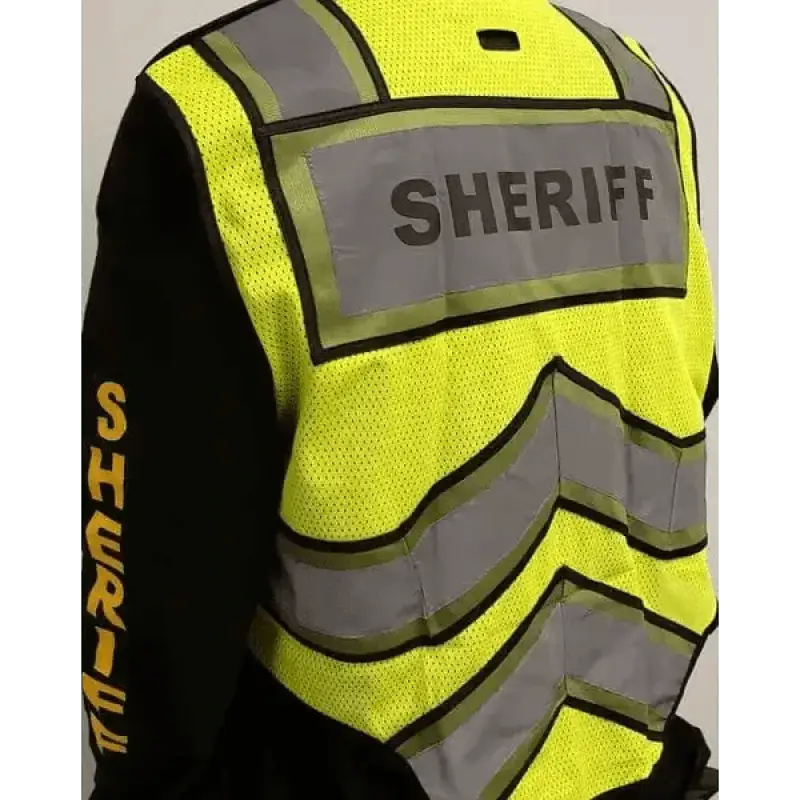 High-visibility yellow and gray reflective Sheriff Public Safety Vest ULTRABRIGHT OLIVE