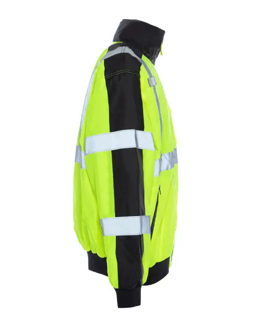 High-visibility yellow UHV575 HiVis 3-Season Bomber Jacket with Teflon Fabric Protector