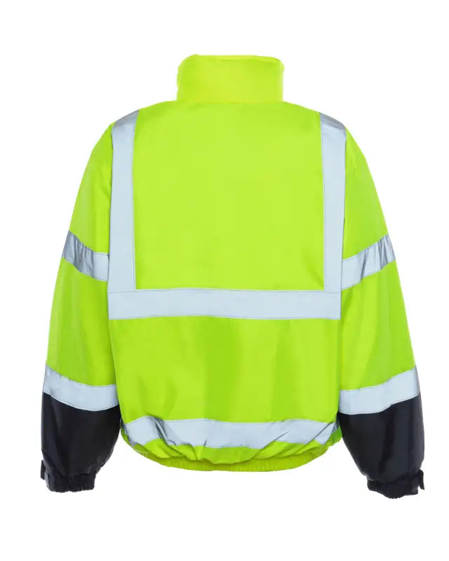 High-visibility yellow UHV563 HiVis Bomber Jacket with reflective stripes and Teflon protector