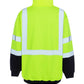 High-visibility yellow UPA542 HiVis zip soft shell pullover with reflective stripes