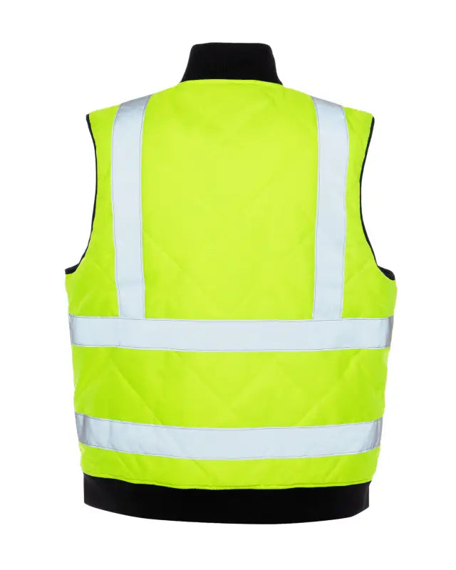 High-visibility yellow UHV919 HiVis WarmUP Insulated Safety Vest with reflective stripes