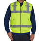 High-visibility yellow zip reversible insulated vest UHV1001 HiVis with reflective stripes