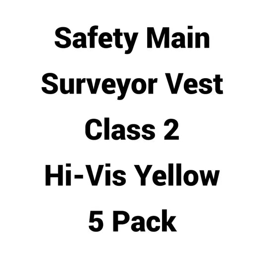 High-visibility yellow Safety Main Surveyor Vest pack of five, Class 2, solid front, mesh back