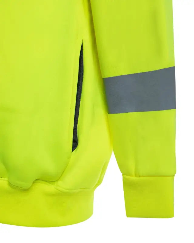 High-visibility yellow UHV544 Soft Shell HiVis 1/4 Zip Jacket with gray reflective stripe