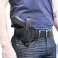 Hip holster with handgun on belt, showcasing Deep Cover Ultra Concealment Holster