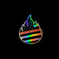 Holographic Chief Miller sticker with flame design, rainbow stripes, and stars