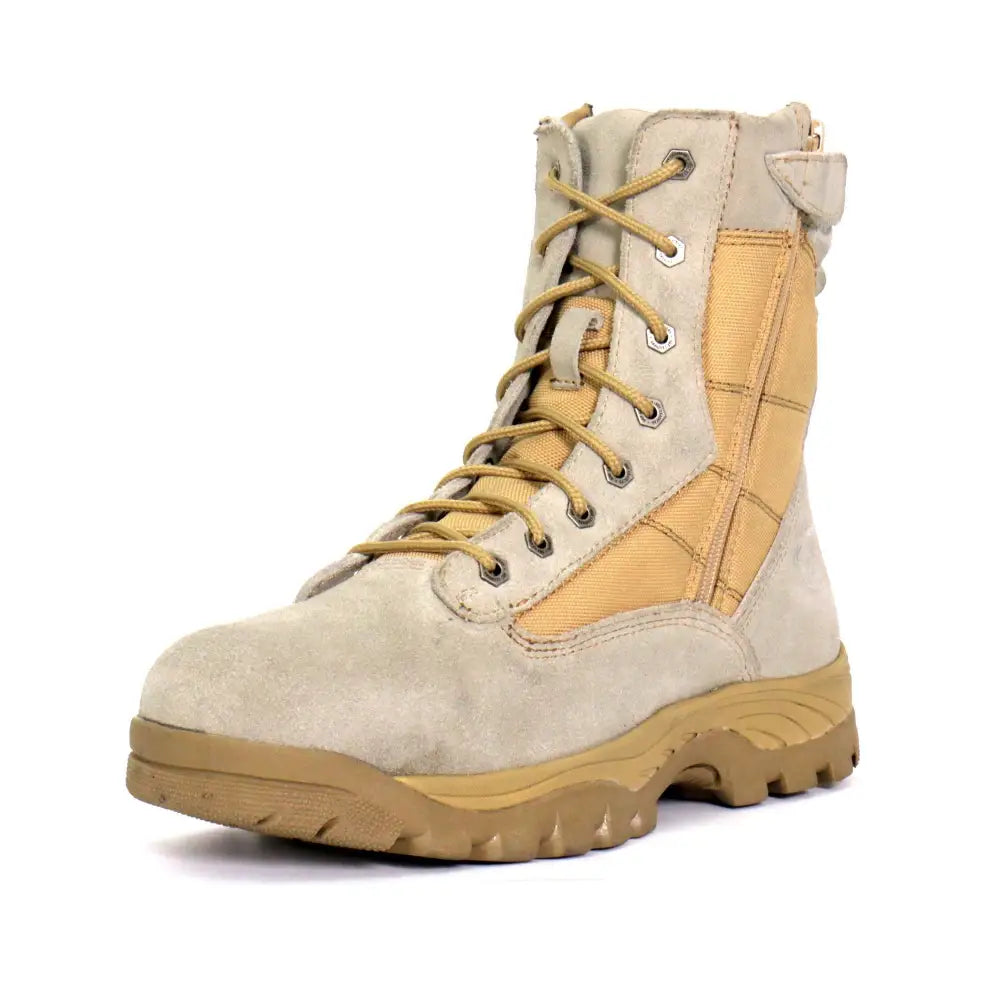 Hot Leathers- Men's Tan Leather Swat Style Lace Up Boots with Zippers BTM1013 - Chief Miller Apparel