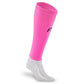 Hot pink compression calf sleeves with logo designed for performance and style