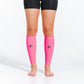 Hot pink compression calf sleeves with logo, perfect for active wear enthusiasts