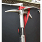 Ice climbing axe with red webbing straps for York Hook Halligan Bar use