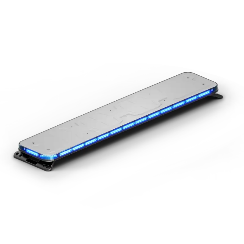 Illuminated blue emergency light bar on Feniex Quantum 2.0 GPL Light Bar for emergency use