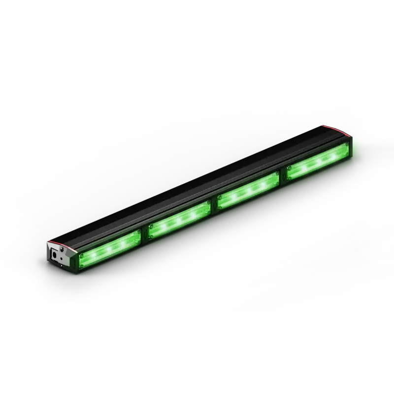 Illuminated green LED light bar on Feniex Quantum 2.0 Stick Light for first responders