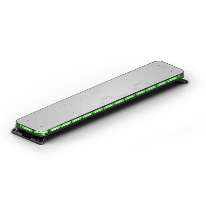 Illuminated green LED light bar on Feniex Quantum 2.0 60 GPL light bar for warning signals