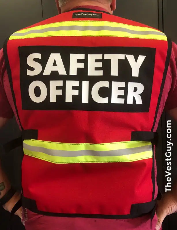 Red Safety Officer Reflective Vest for Incident Command Safety with reflective stripes