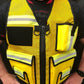 High-visibility yellow safety officer reflective vest with pockets for incident command safety