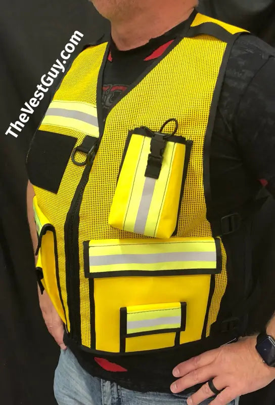 High-visibility yellow safety officer reflective vest for incident command safety use