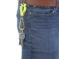 Keys hanging from a belt loop using a Glove Clip Safety Holder with Carabiner