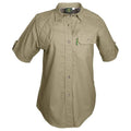 Khaki Clay Bird Shirt for Women with rolled sleeves and mesh lined vent for airflow