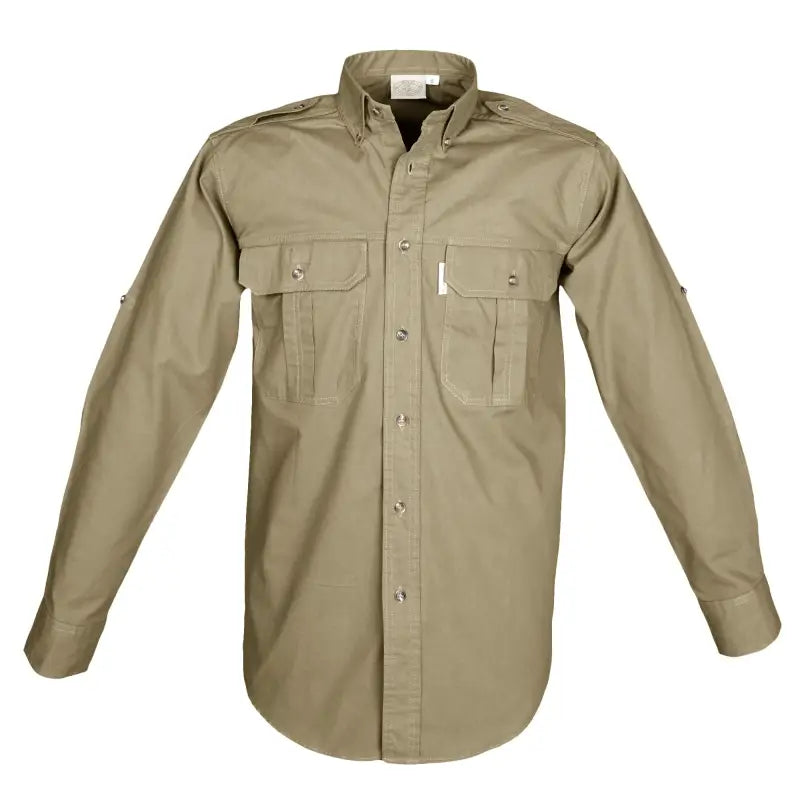 Khaki Trail Shirt for Men with long sleeves and two chest pockets for first responders