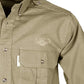 Khaki button-up Trail Shirt for Men with embroidered buffalo logo and functional shoulder