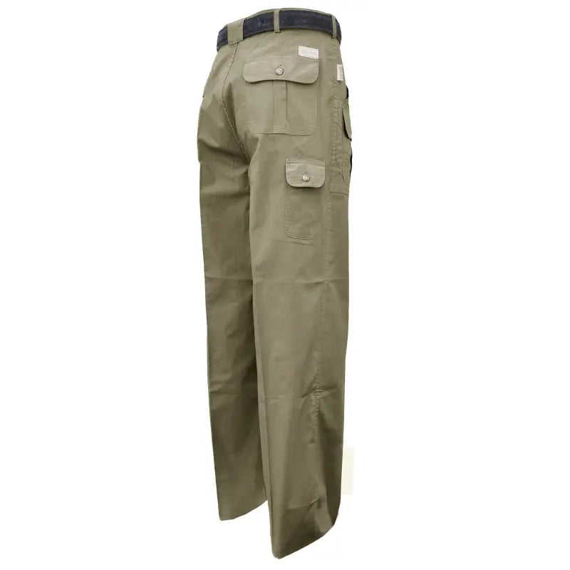 Khaki Six-Pocket Congo Pants for Men featuring multiple side pockets and belt loops