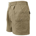 Khaki Pro Hunter Shorts for Men featuring multiple pockets and pleated front design