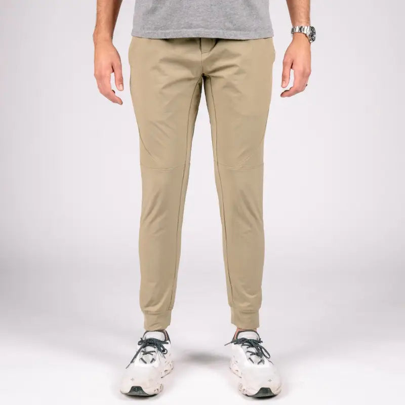 Khaki-colored Carrier Traveler Joggers with concealed carry and carrier retention waistband