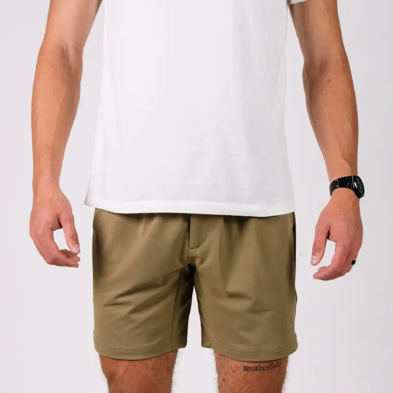 Khaki-colored carrier shorts for concealed carry from Arrowhead Tactical Apparel