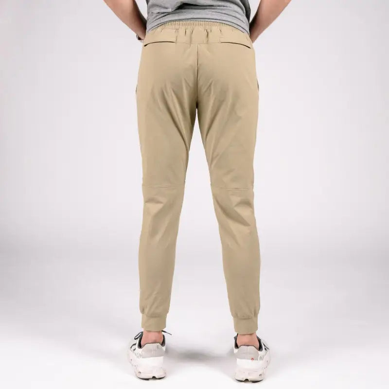 Khaki-colored Carrier Traveler Joggers with concealed carry and carrier retention waistband