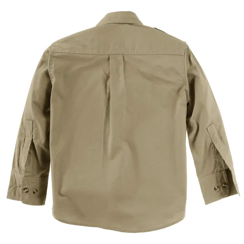 Khaki Trail Shirt for Kids with pleated back and sleeve pockets for first responders